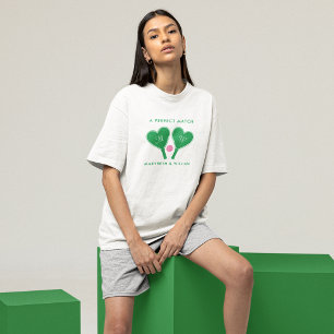 Preppy Green und Pink Wedding Pickleball T-Shirt
