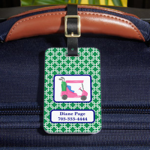 Preppy Green White Link Muster Pink Golf Cart Gepäckanhänger