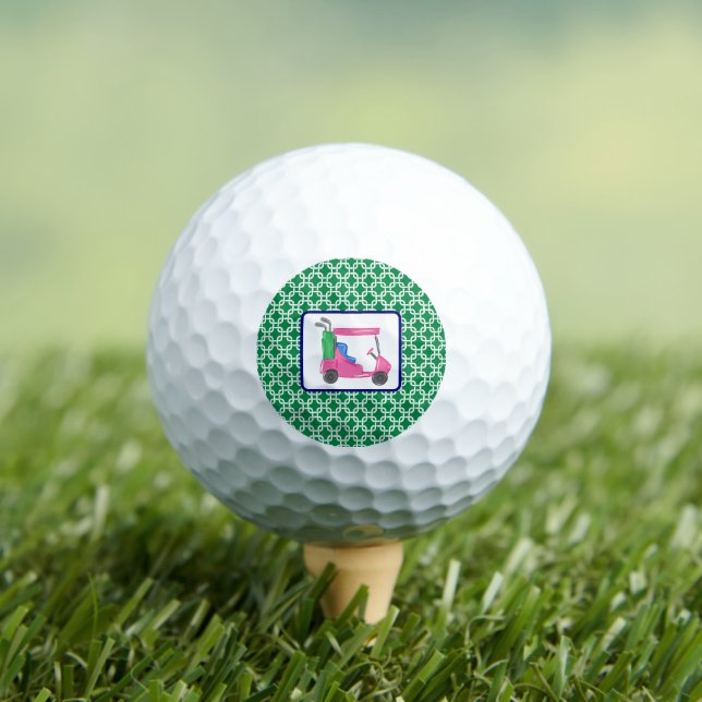 Preppy Green White Link Muster Pink Golf Cart Golfball (Insitu T-Shirt)