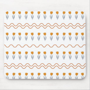 Preppy Groovy Stripe Tulip Blume Muster Mousepad
