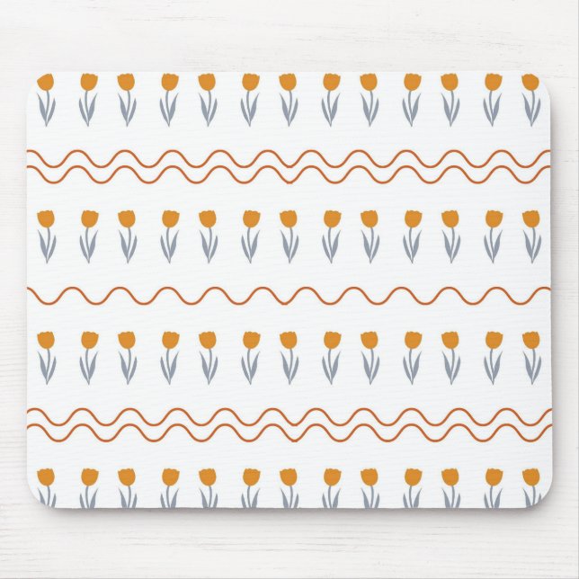 Preppy Groovy Stripe Tulip Blume Muster Mousepad (Vorne)