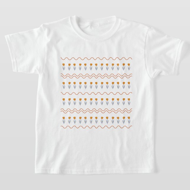 Preppy Groovy Stripe Tulip Blume Muster T-Shirt (Ablage )