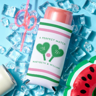 Preppy-Grün- und Rosafarbenes Hochzeitspickleball Selters Dosenkühler