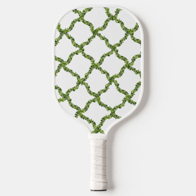 Preppy grüne trellis großmütige klassische pickleball schläger (Vorderseite)