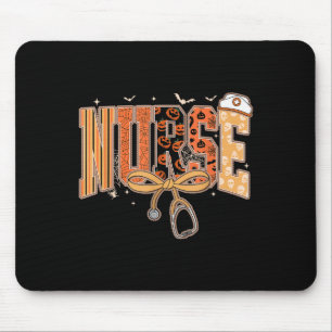 Preppy Halloween Spooky Nurse Coquette Bow Stethos Mousepad