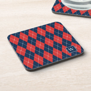 Preppy-Handstickerei-Argyle – Rot, Weiß und Marine Getränkeuntersetzer