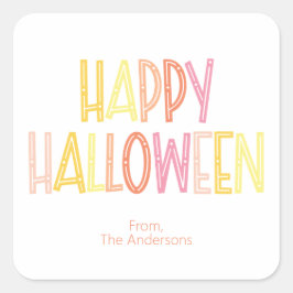 Preppy Happy Halloween Quadratischer Aufkleber