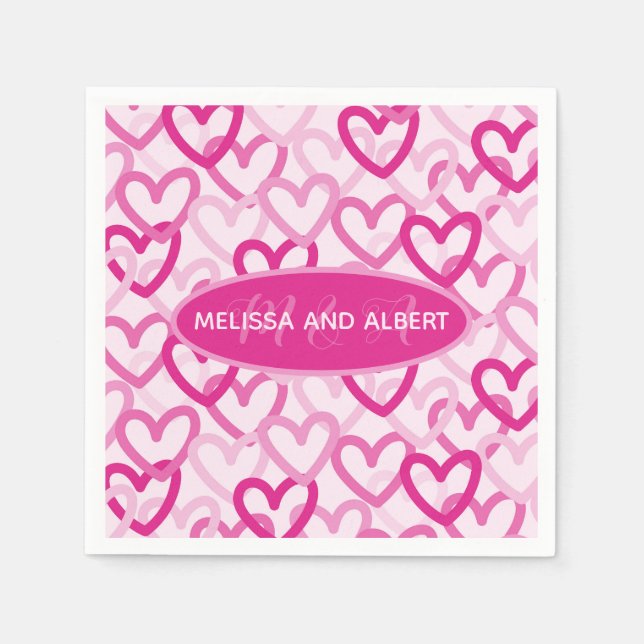 Preppy Hearts Pink Serviette (Vorderseite)