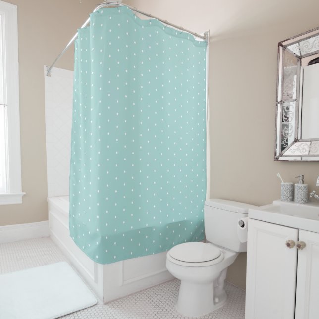 Preppy hellblau Tiny Polka Dots Pattern Duschvorhang (Beispiel)