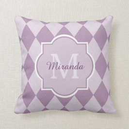 Preppy hellpurpurne Rauten-Girly Monogramm und Kissen