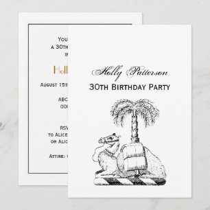 Preppy Heraldic Camel Palm Tree Coat of Arms Einladung