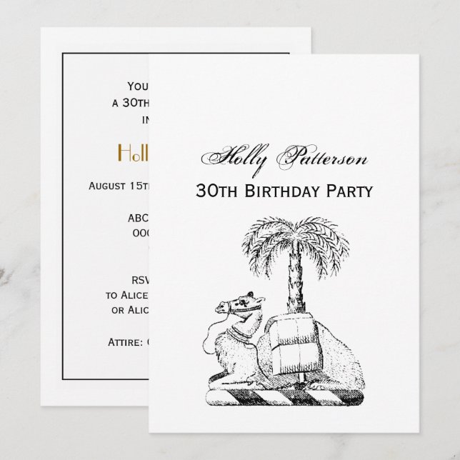 Preppy Heraldic Camel Palm Tree Coat of Arms Einladung (Vorne/Hinten)