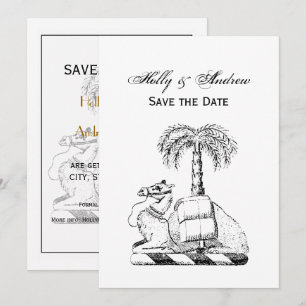 Preppy Heraldic Camel Palm Tree Coat of Arms Einladung
