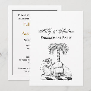 Preppy Heraldic Camel Palm Tree Coat of Arms Einladung