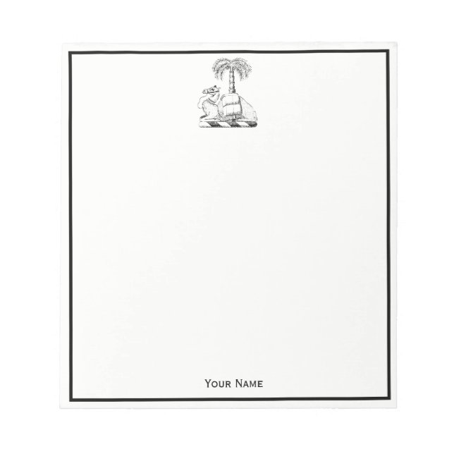 Preppy Heraldic Camel Palm Tree Coat of Arms Notizblock (Vorderseite)