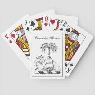Preppy Heraldic Camel Palm Tree Coat of Arms Spielkarten