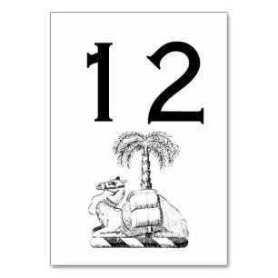 Preppy Heraldic Camel Palm Tree Coat of Arms Tischnummer