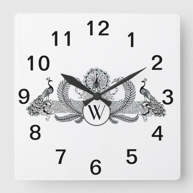 Preppy Heraldic Pineapple Coat of Arms Crest Quadratische Wanduhr (Vorderseite)