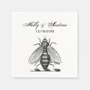 Preppy Heraldic Vintag Bee Coat of Arms Emblem Serviette