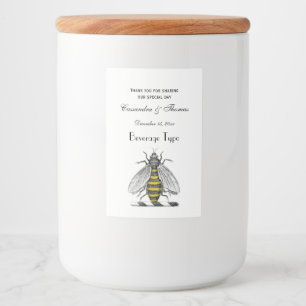 Preppy Heraldic Vintag Bee Coat of Arms Emblemy C Lebensmitteletikett