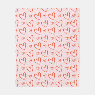 Preppy herzen in rosa und rot fleecedecke