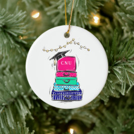 Preppy High School Abschluss Uni Suitcase Keramik Ornament