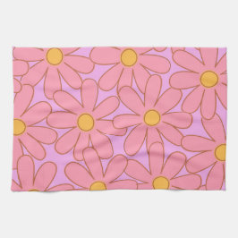 Preppy Hippie Pink Lila Blume Muster Geschirrtuch