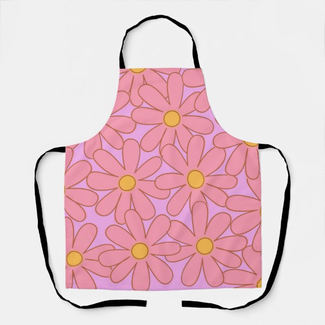 Preppy Hippie Pink Lila Blume Muster Schürze (Vorderseite)