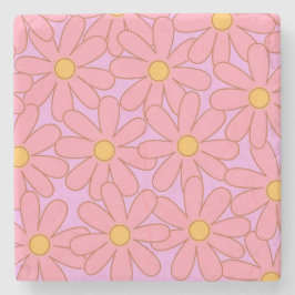Preppy Hippie Pink Lila Blume Muster Steinuntersetzer