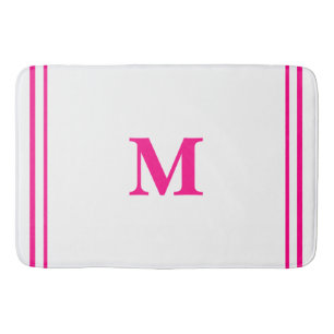 Preppy Hot Pink Elegant Minimal Border Initial Badematte