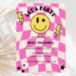 Preppy Hot Pink Y2K Lächeln Geburtstag Einladung<br><div class="desc"></div>