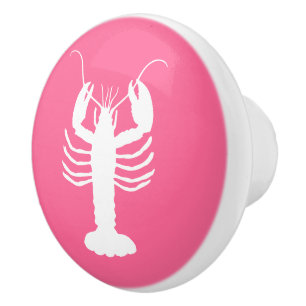 Preppy Hummer am Ufer Pink und Weiß Keramikknauf