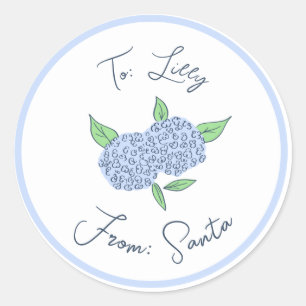 Preppy Hydrangea Weihnachts Custom Gift Tag Sticke Runder Aufkleber