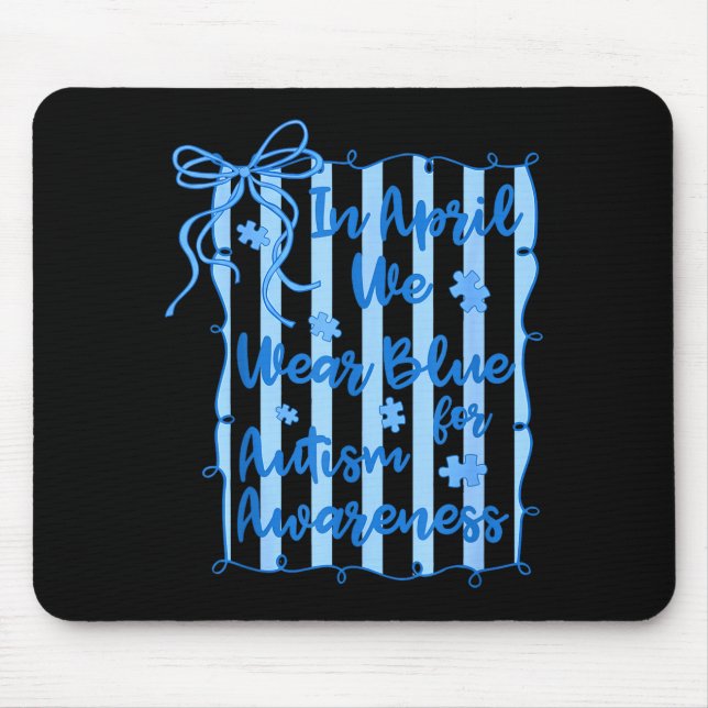 Preppy im April trägt blaues Autismus-Bewusstsein  Mousepad (Vorne)