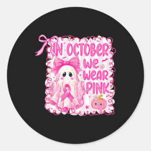 Preppy im Oktober wir tragen rosa Geisterkrebs Runder Aufkleber