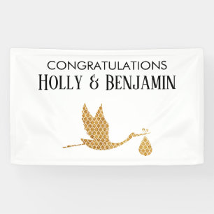 Preppy Imitats Gold Stork Herzlichen Glückwunsch  Banner