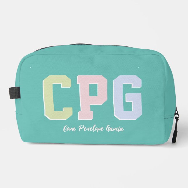 Preppy Initialen niedlich trendy personalisiert aq Waschbeutel (Vorderseite)
