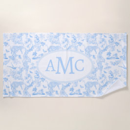 Preppy Jungle Chinoiserie Monogram A Strandtuch