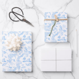 Preppy Jungle Chinoiserie Toile Geschenkpapier Set