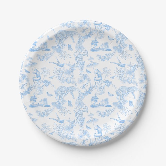 Preppy Jungle Chinoiserie Toile Pappteller (Vorderseite)