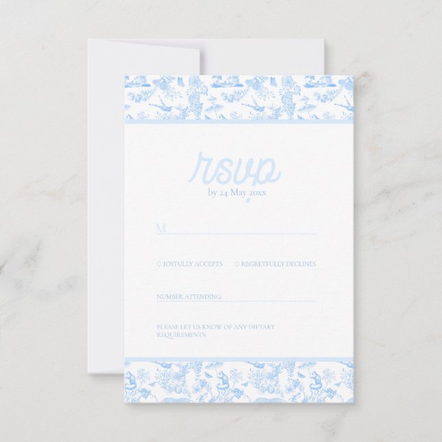 Preppy Jungle Chinoiserie Toile RSVP Karte (Vorderseite)