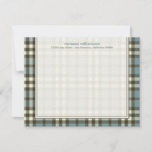 Preppy Kariert Custom Flat Mitteilungskarten (blau