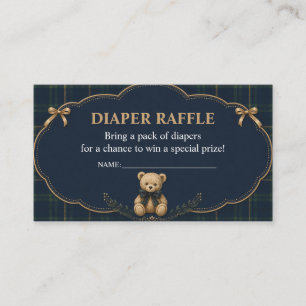 Preppy-Karo-Teddybär-Windel-Raffelkarte Begleitkarte