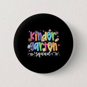 Preppy Kindergarten Squad Team Crew Teacher Back T Button