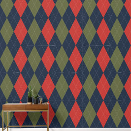 Preppy Klassiker Argyle Marineblau, Barnrot & Arme Tapete