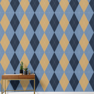 Preppy Klassiker Argyle Navy, Smoke Blue & Khaki Tapete