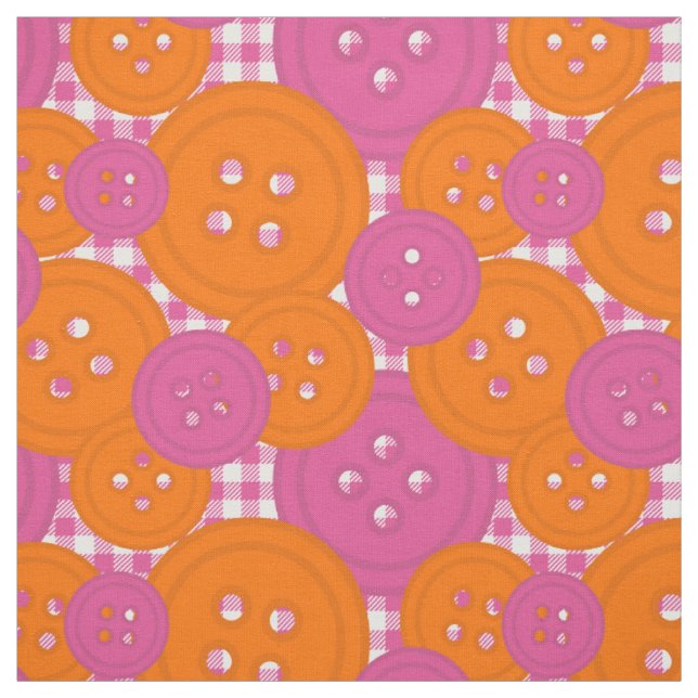 Preppy-Knopf-Gingham-Muster - Hot Pink & Orange Stoff (Muster)