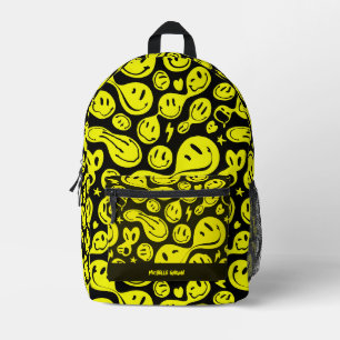 Preppy-Lächeln zurück zum Schwarz-Gelb-Gesicht der Bedruckter Rucksack