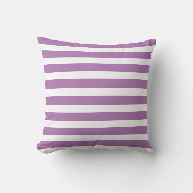 Preppy-Lavendel Lila, weiß gestreift Kissen (Vorderseite)
