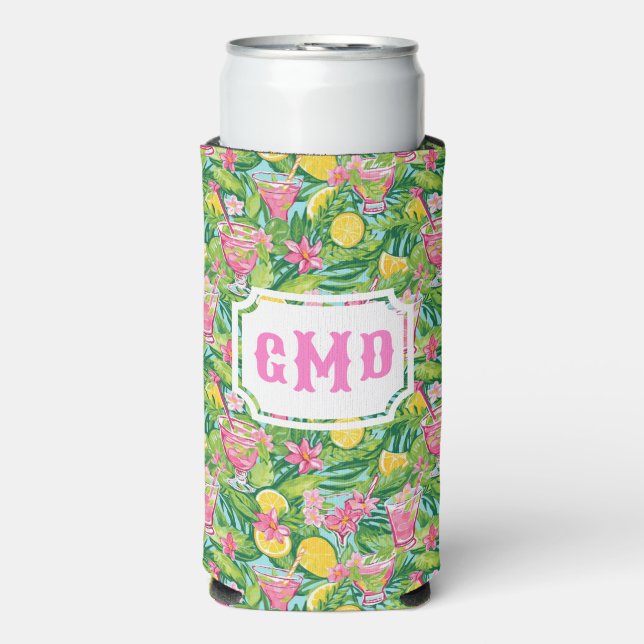 Preppy Lemon Tropical Cocktails | Monogramm Selters Dosenkühler (Seltzer Vorderseite)